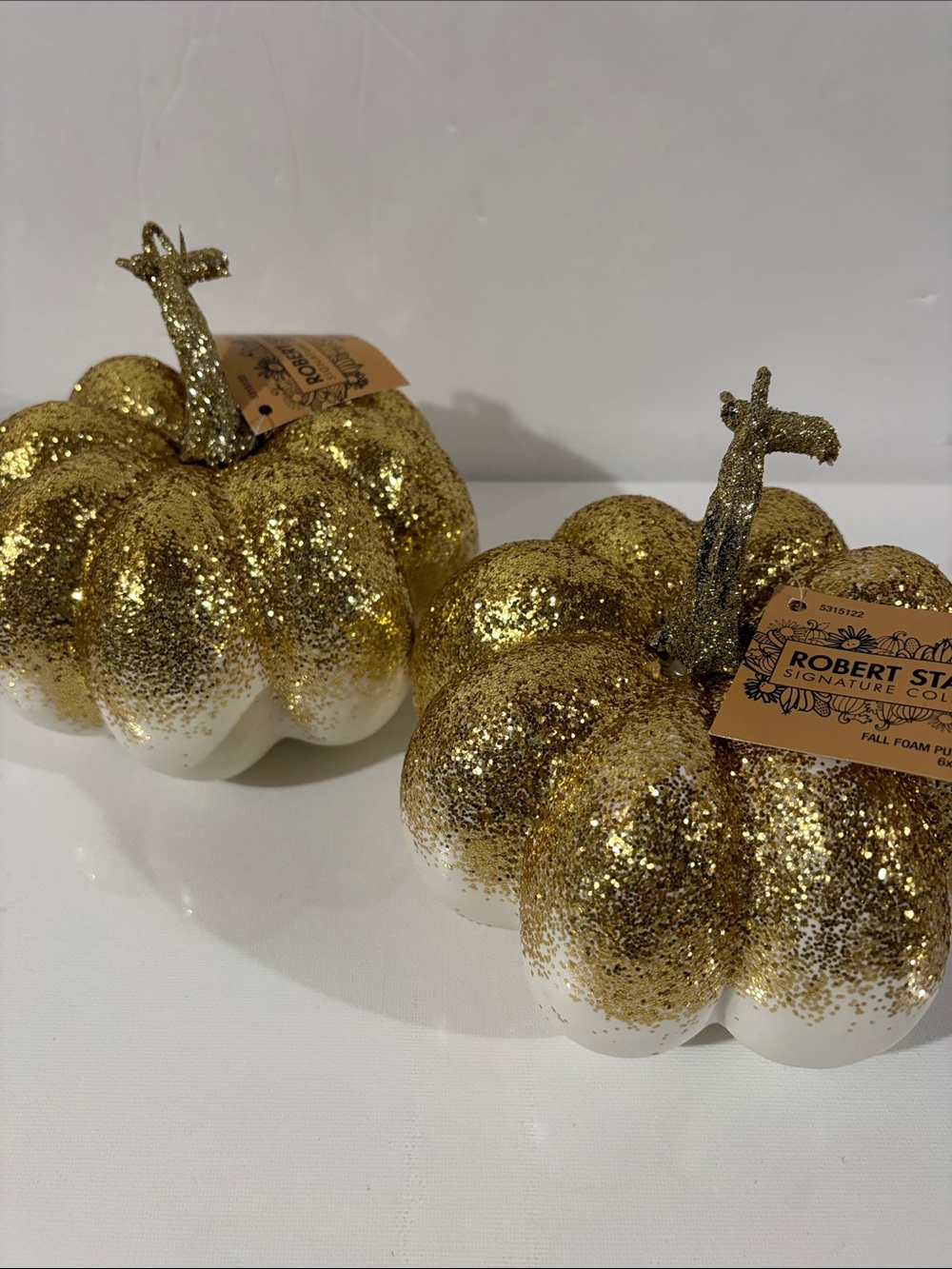 NEW Gold Glitter Pumpkin Holiday Decor - Set of 2 - Bundle - Pumpkins